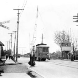 E-N-rails-crossing-BCER-tracks-on-Esquimalt-Road-near-Russell-Station E&N rails crossing BCER tracks on Esquimalt Road near Russell Station.